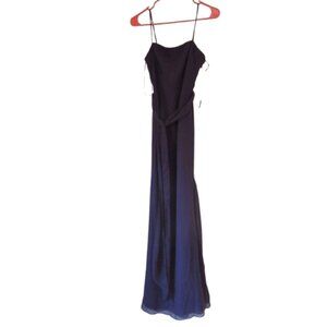 White By Vera Wang Purple Formal Gown w Spaghetti Straps & Draped Waist Size 0